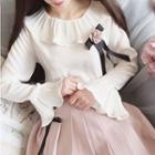 Bow Detail Bell-sleeve Chiffon Blouse