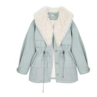 Fluffy Trim Buttoned Coat