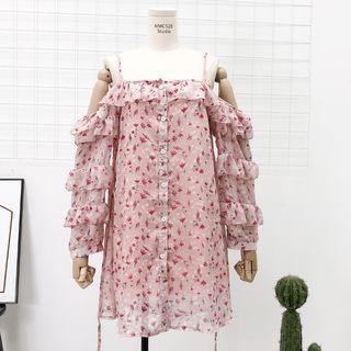 Off-shoulder Floral Shirtdress