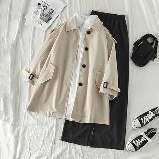 Single-breasted Trench Coat As Shown In Figure - One Size