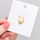 Cat Cat Eye Stone Brooch Gold - One Size