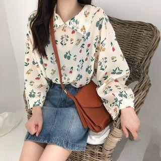 Long-sleeve Floral Top As Shown In Figure - One Size