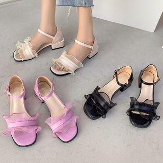 Ruffled Ankle-strap Chunky-heel Sandals