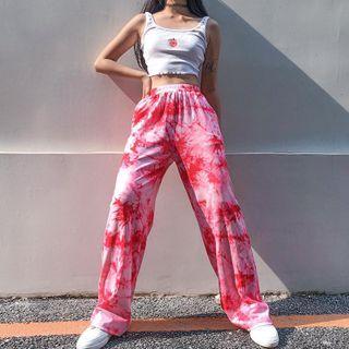 Dye Print Wide-leg Pants