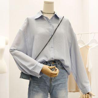 Long-sleeve Oversize Pinstripe Shirt