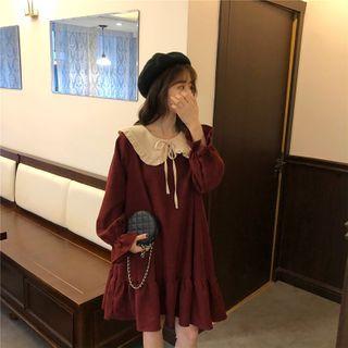 Puff-sleeve Ruffled Collar A-line Dress