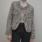 Faux-fur Lined Tweed Jacket Gray - One Size