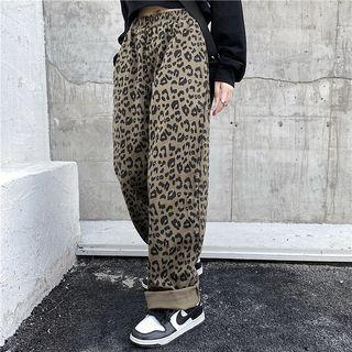 Low-rise Leopard Print Baggy Pants