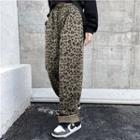 Low-rise Leopard Print Baggy Pants