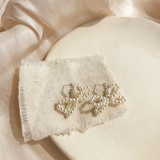 Faux Pearl Bow Dangle Earring White - One Size