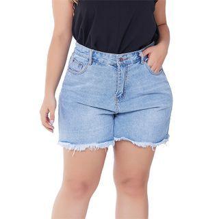 Denim Straight Leg Shorts Light Blue - L