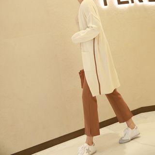 Contrast-trim Open Long Cardigan
