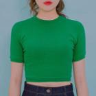 Short-sleeve Crew-neck Cropped T-shirt