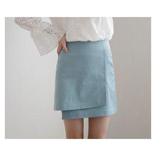 Wrap-front Zip-side Skirt