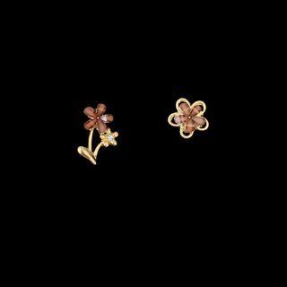 Flower Acrylic Earring 1 Pair - Brown Flower - Gold - One Size