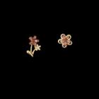 Flower Acrylic Earring 1 Pair - Brown Flower - Gold - One Size