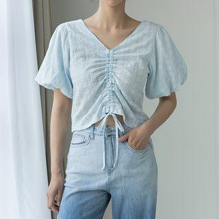 Reversible Drawstring Eyelet-lace Blouse