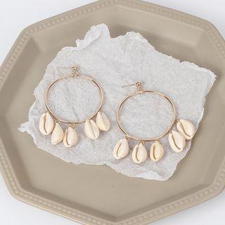 Shell Fringed Hoop Dangle Earring Gold - One Size