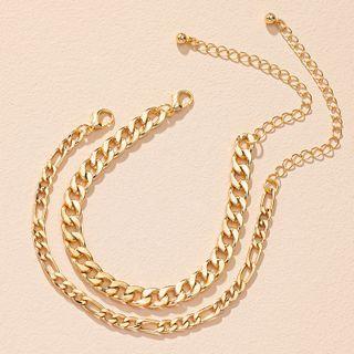 Set Of 2: Chunky Chain Bracelet (various Designs) S104 - Set Of 2 - Gold - One Size
