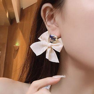Bow Satin Faux Crystal Dangle Earring