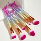 Set Of 7: Mermaid Tail Makeup Brush 7 Pcs - Pink & Yellow - One Size