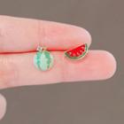 Asymmetrical Watermelon Ear Stud 1 Pair - Ly2544 - Stud Earrings - Watermelon - Green & Red - One Size