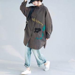 Embroidered Medium Long Shirt