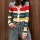Striped V-neck Slim-fit Light Cardigan