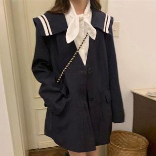 Tie-neck Blouse / Sailor Collar Single-breasted Coat