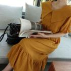 Collar-detail Cotton Midi Dress
