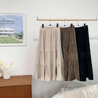 Corduroy Midi Tiered Skirt