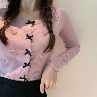 Ribbon Bow Cardigan / Mini Skirt