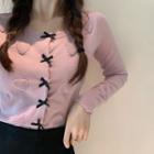 Ribbon Bow Cardigan / Mini Skirt