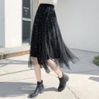 Sequin A-line Asymmetric Midi Skirt