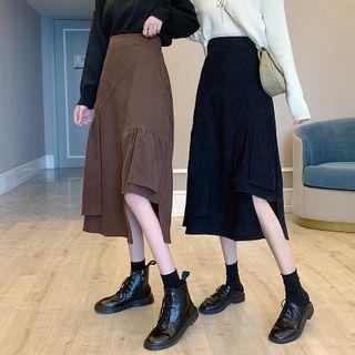 Asymmetrical Hem Midi A-line Skirt