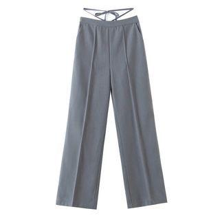 Tie-strap High Waist Wide Leg Pants
