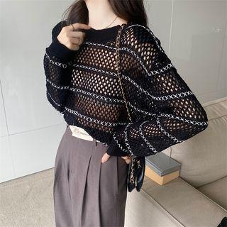Long Sleeve Eyelet Knit Top