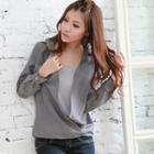 Inset Scoop Neck Long Sleeve Blouse