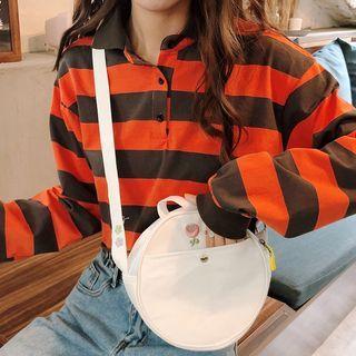 Embroidered Crossbody Round Bag White - One Size