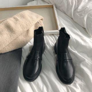 Knit Panel Plain Short Boots