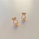 Faux Pearl Rhinestone Ear Stud 1 Pair - White Faux Pearl - Gold - One Size