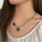 Heart Pendant Alloy Necklace Xl1264 - Silver - One Size