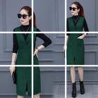Set: Long-sleeve Top + Sleeveless Sheath Dress