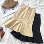 Ruffled-trim High-waist Midi Skirt