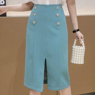 Double-breasted Midi Pencil Skirt