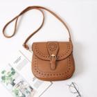 Perforated Saddle Crossbody Bag Light Brown - One Size