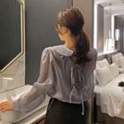 Round-collar Tie-back Blouse