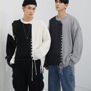 Two Tone Lace-up Sweatshirt