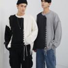 Two Tone Lace-up Sweatshirt