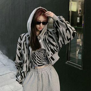 Zebra Print Tank Top / Cropped Hoodie / Sweatpants